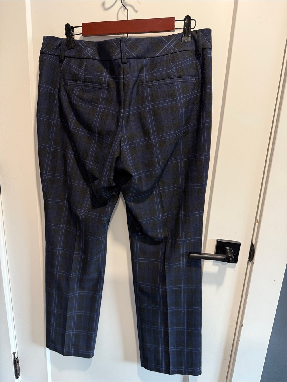 Express Navy and Black Plaid Editor Barely Boot Dress Pants Sz 12 - Picture 2 of 6